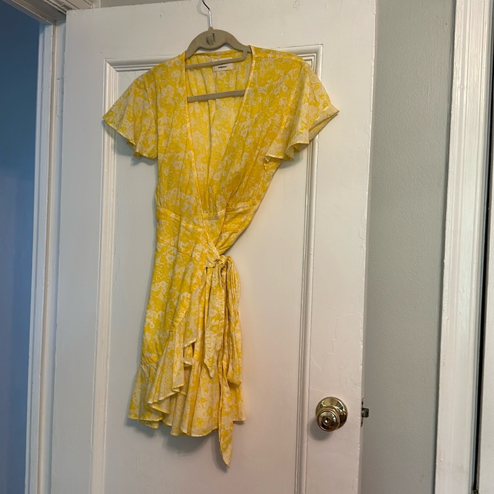 Yellow print cotton wrap dress from ba&sh.  Great condition!